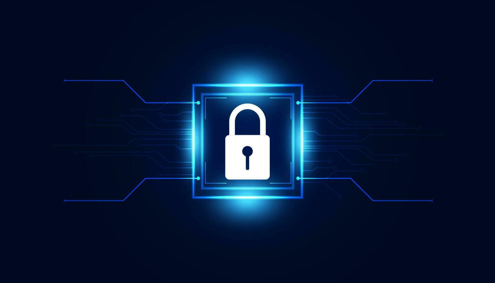 abstrato cadeado digital o circuito borda conceito cyber roubo proteção cyber segurança em uma moderno azul fundo vetor