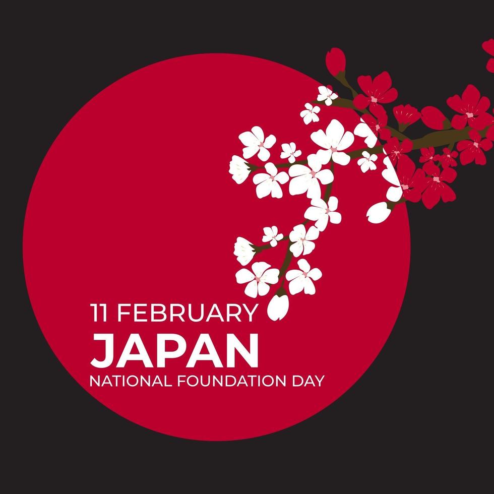 Fundo do dia da fundação da nação do Japão com flores de sakara 11 de fevereiro vetor