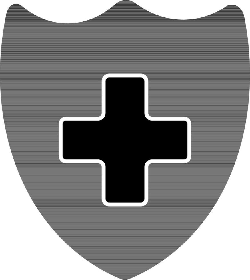 médico escudo ícone dentro Preto e branco cor. vetor