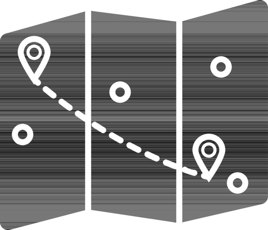 Preto e branco mapa navegação ícone dentro plano estilo. vetor