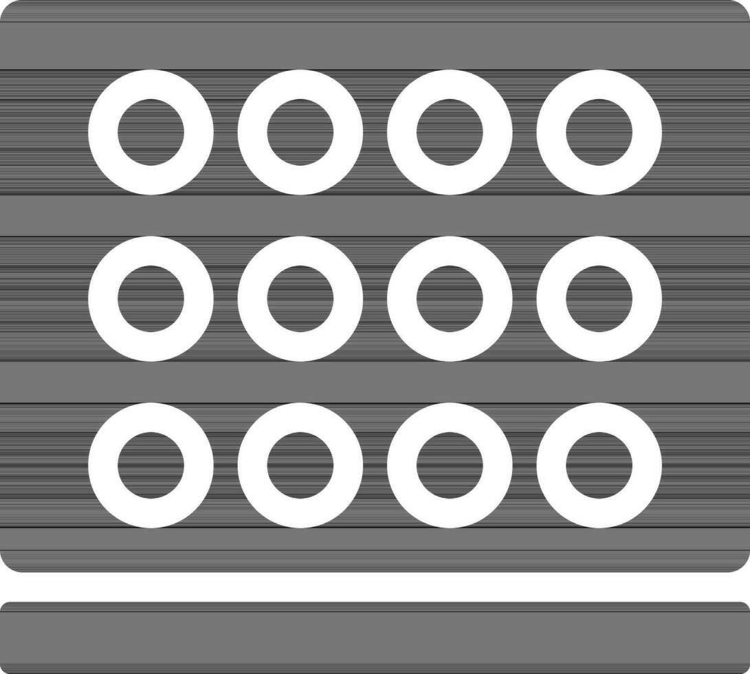 glifo ícone do laboratório poços ou microplaca dentro Preto e branco cor. vetor