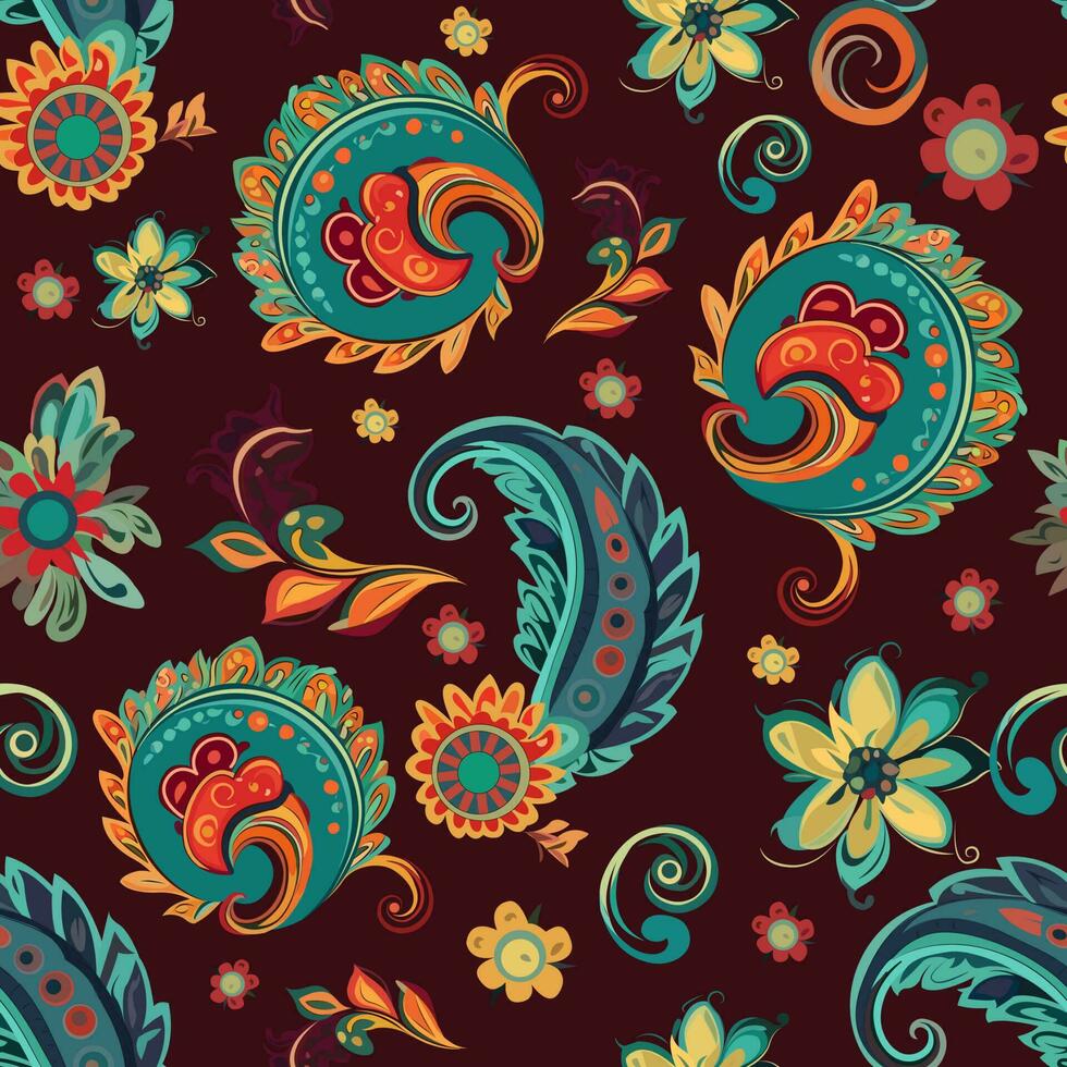 paisley étnico desatado padronizar Projeto. floral padronizar com paisley e indiano flor motivos. damasco estilo padronizar para textil e decoração vetor