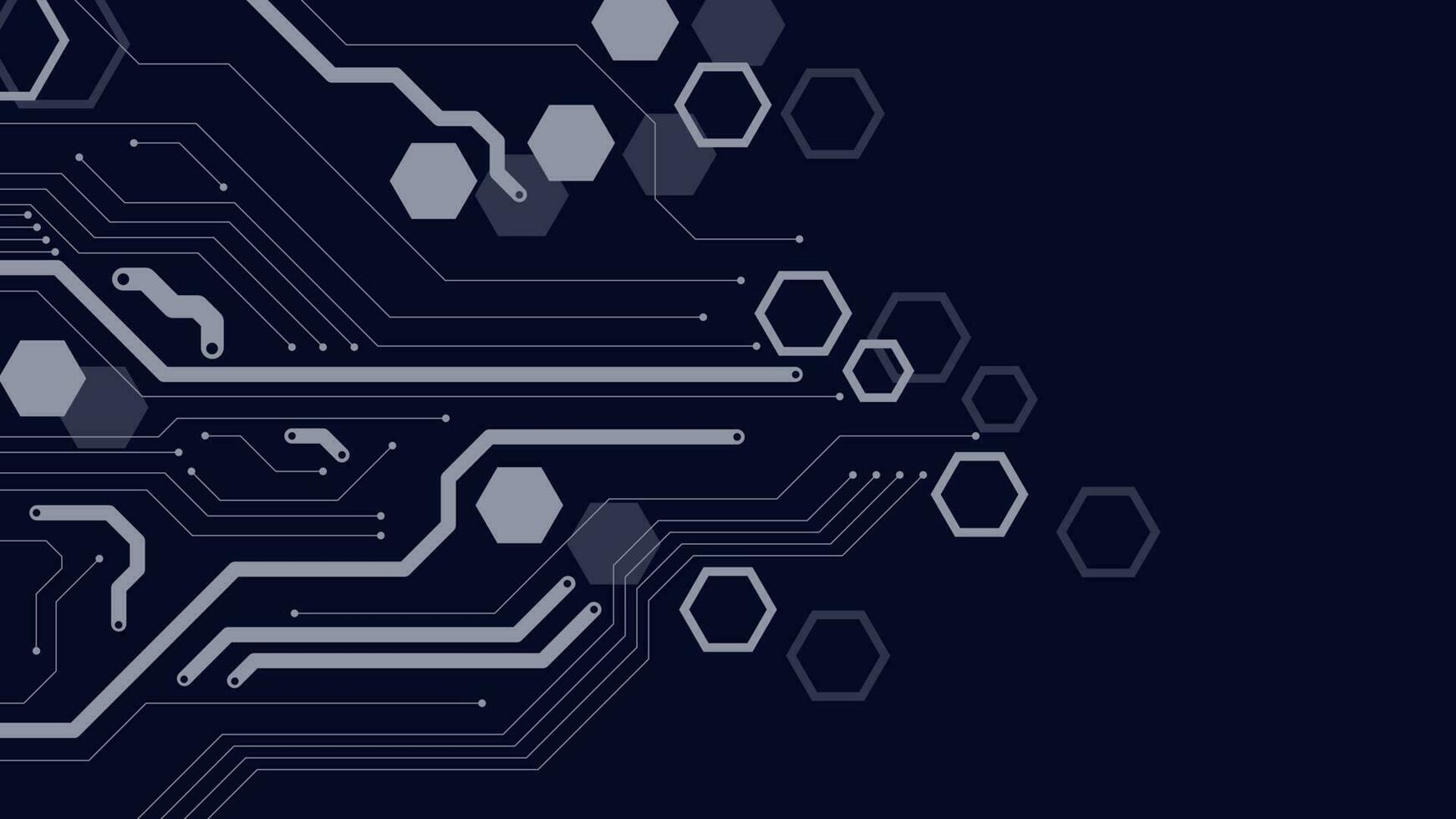 o circuito borda tecnologia com hexagonal formas. digital grande dados visualização e global comunicação tecnologia conceito fundo. vetor ilustração.