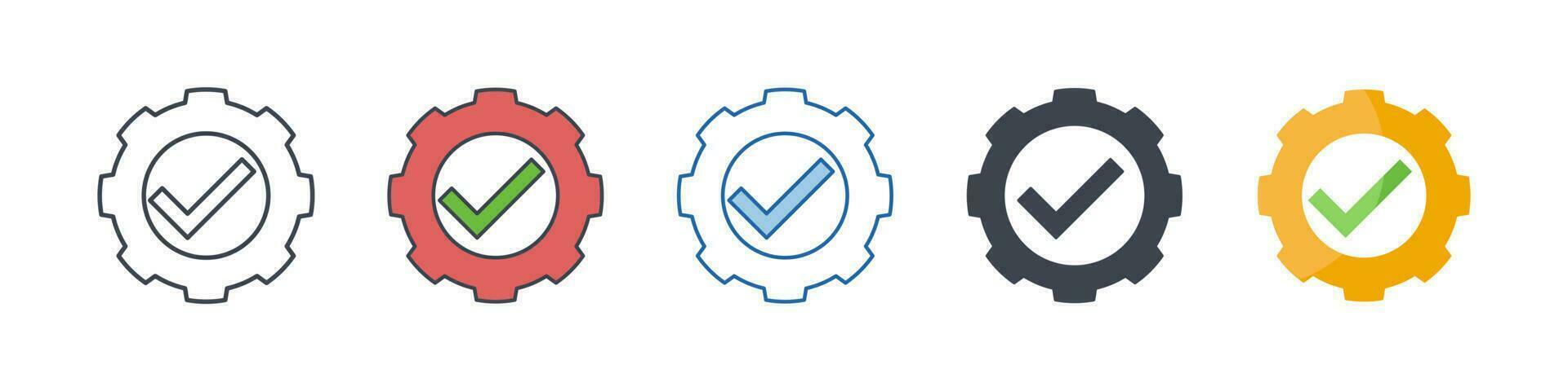 engrenagem Verifica marca ícone símbolo modelo para gráfico e rede Projeto coleção logotipo vetor ilustração