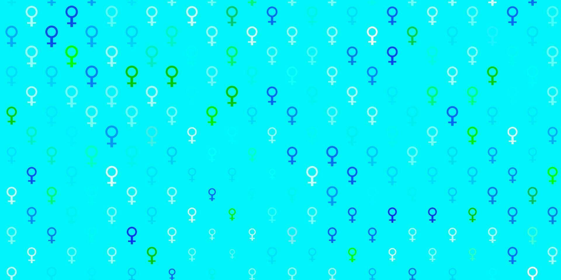 modelo de vetor azul e verde claro com sinais de mulher de negócios.