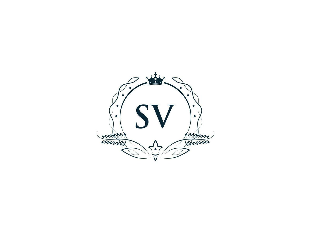 minimalista carta sv logotipo ícone, monograma sv real coroa logotipo modelo vetor