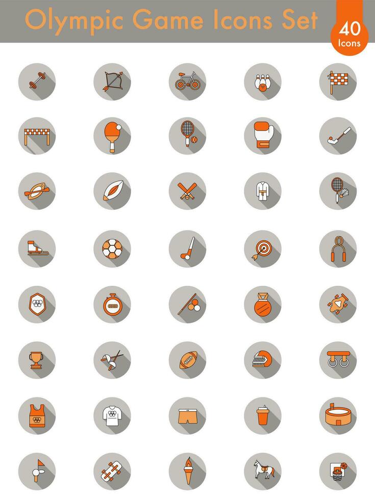 laranja e branco cor conjunto do olímpico jogos ícone dentro plano estilo. vetor