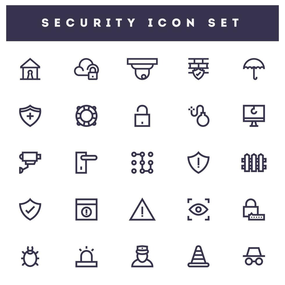 conjunto do diferente segurança ícone ou símbolo em branco fundo para tecnologia conceito. vetor