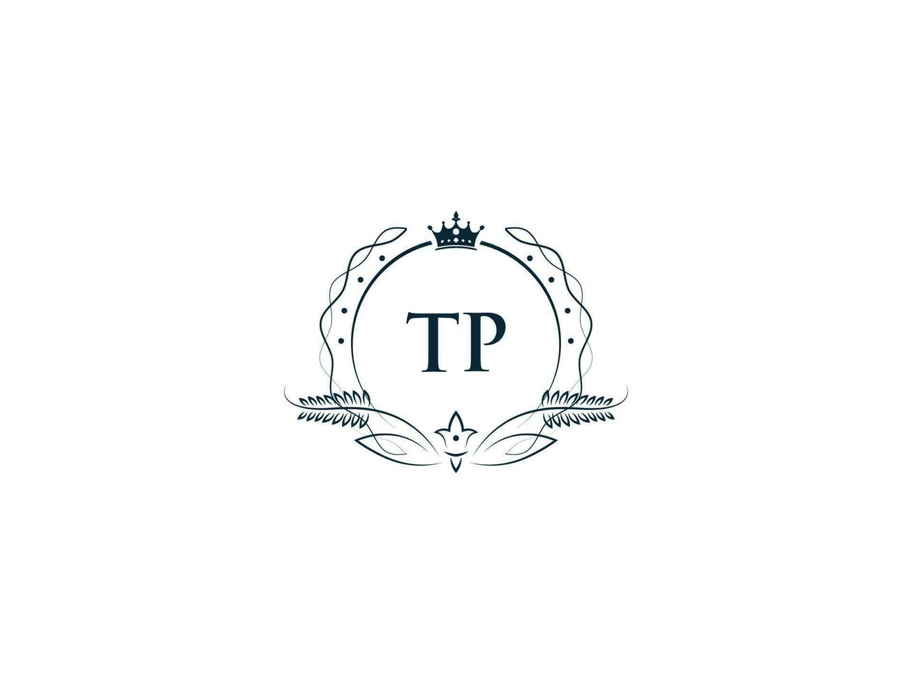 inicial real tp logotipo ícone, minimalista tp pt coroa logotipo ícone vetor