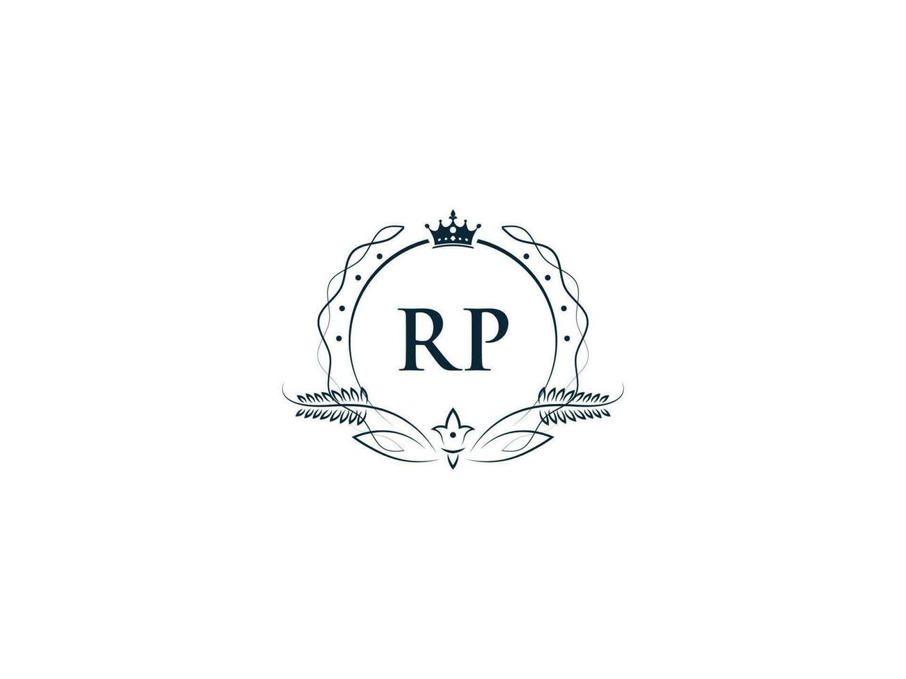 real coroa rp logotipo ícone, feminino luxo rp pr logotipo carta vetor