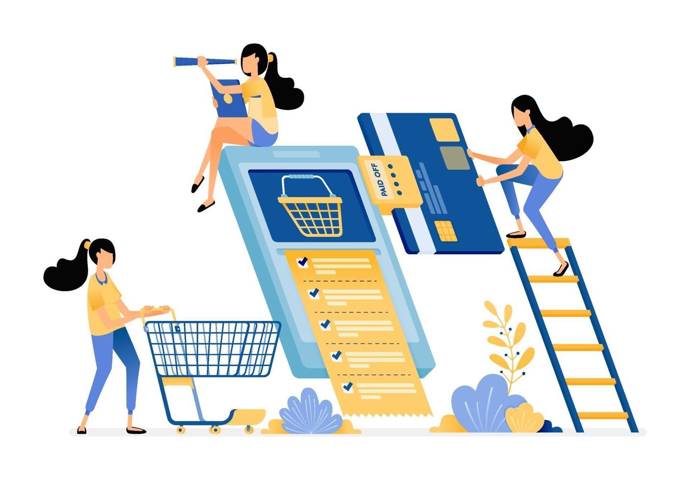 conceito de compras de supermercado on-line vetor