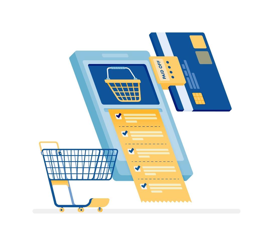 ícone de design de conceito de compras online para pagamentos de contas mensais vetor