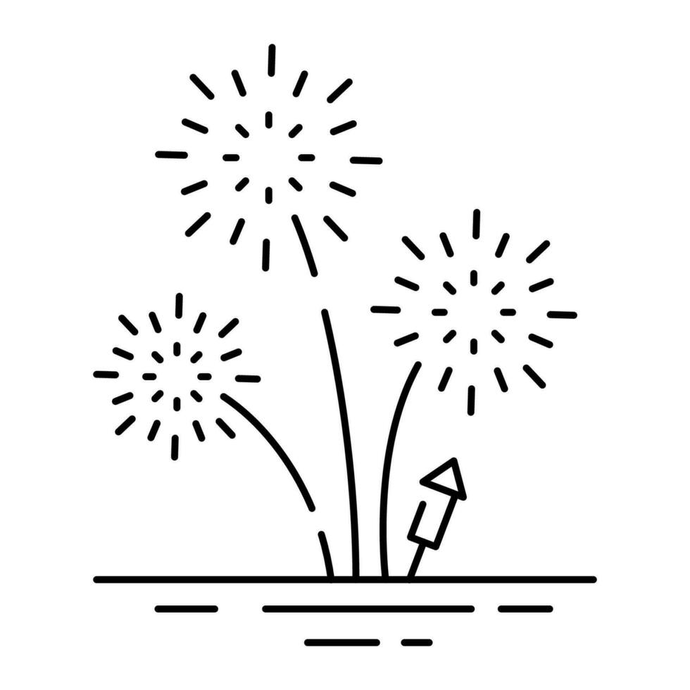 fogos de artifício linha ícone, esboço vetor sinal, linear pictograma isolado em branco. logotipo ilustração. Novo ano, Natal e celebração carnaval. feliz Novo ano.