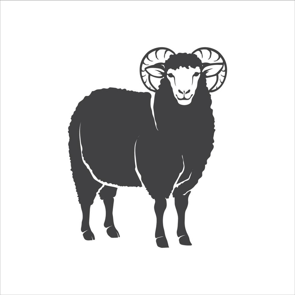 ovelha simples ícone. ovelha com chifrudo placa. Cordeiro silhueta ícone. na moda ovelha Projeto ilustração. vetor ilustração