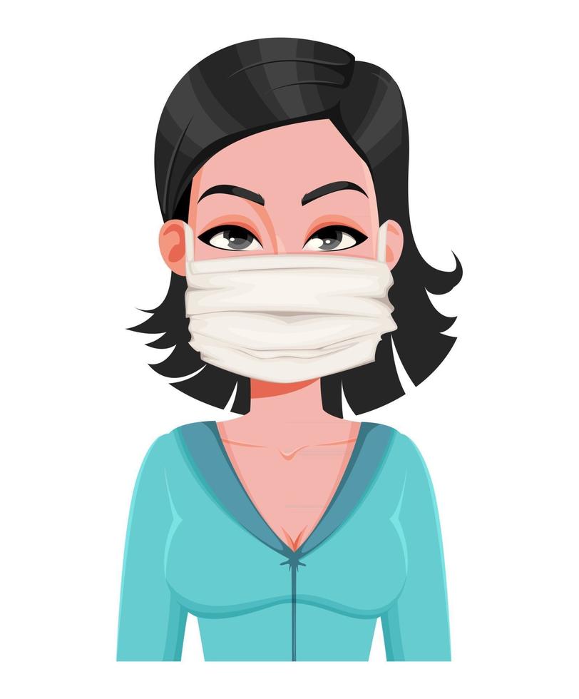 mulher em máscara médica prevenção de coronavírus vetor