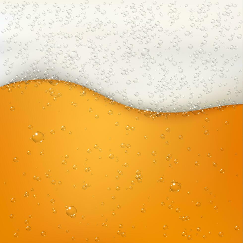 Cerveja cor textura com bolhas e branco espuma. ouro Cerveja pano de fundo. fresco frio Cerveja fluxo bandeira. vetor