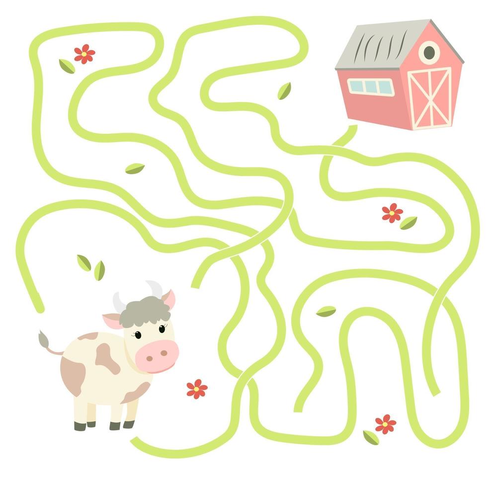labirinto de vaca de desenho animado vetor