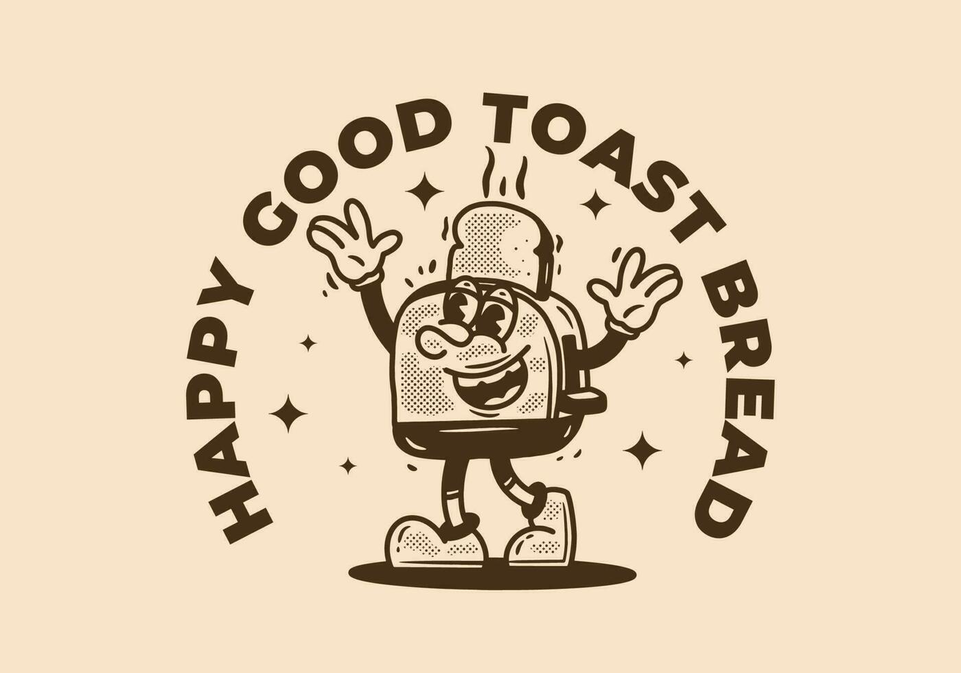 mascote personagem do torrada pão com feliz face vetor