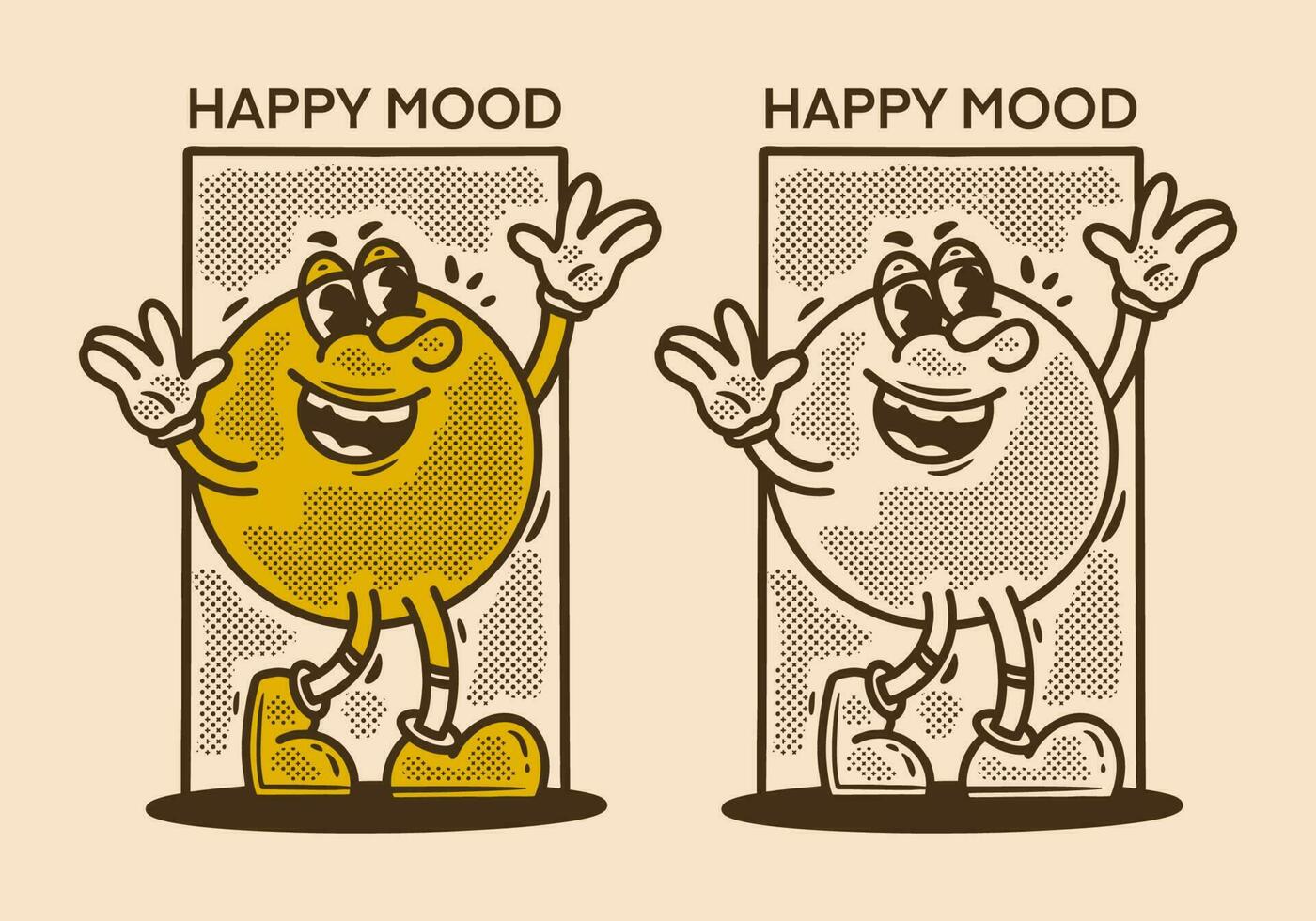 vintage estilo ilustração do feliz personagem vetor