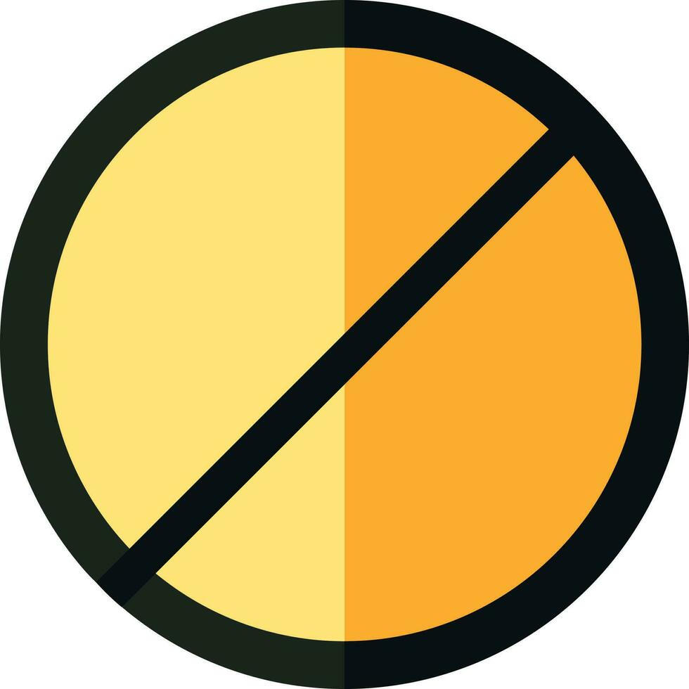 Preto e amarelo proibido ícone dentro plano estilo. vetor