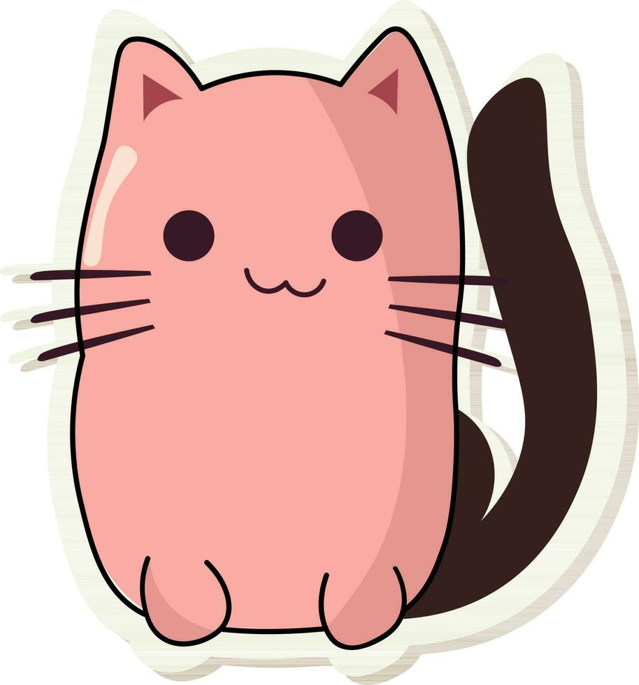 Rosa desenho animado gato personagem dentro adesivo estilo. vetor
