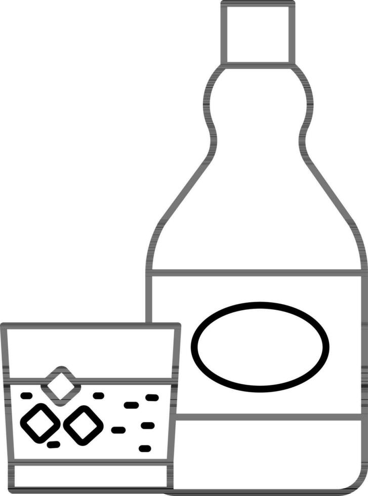 ilustração do Uísque garrafa com vidro ícone dentro Preto AVC. vetor