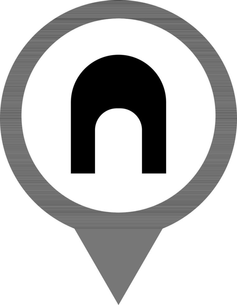 túnel placa em mapa PIN ícone. vetor