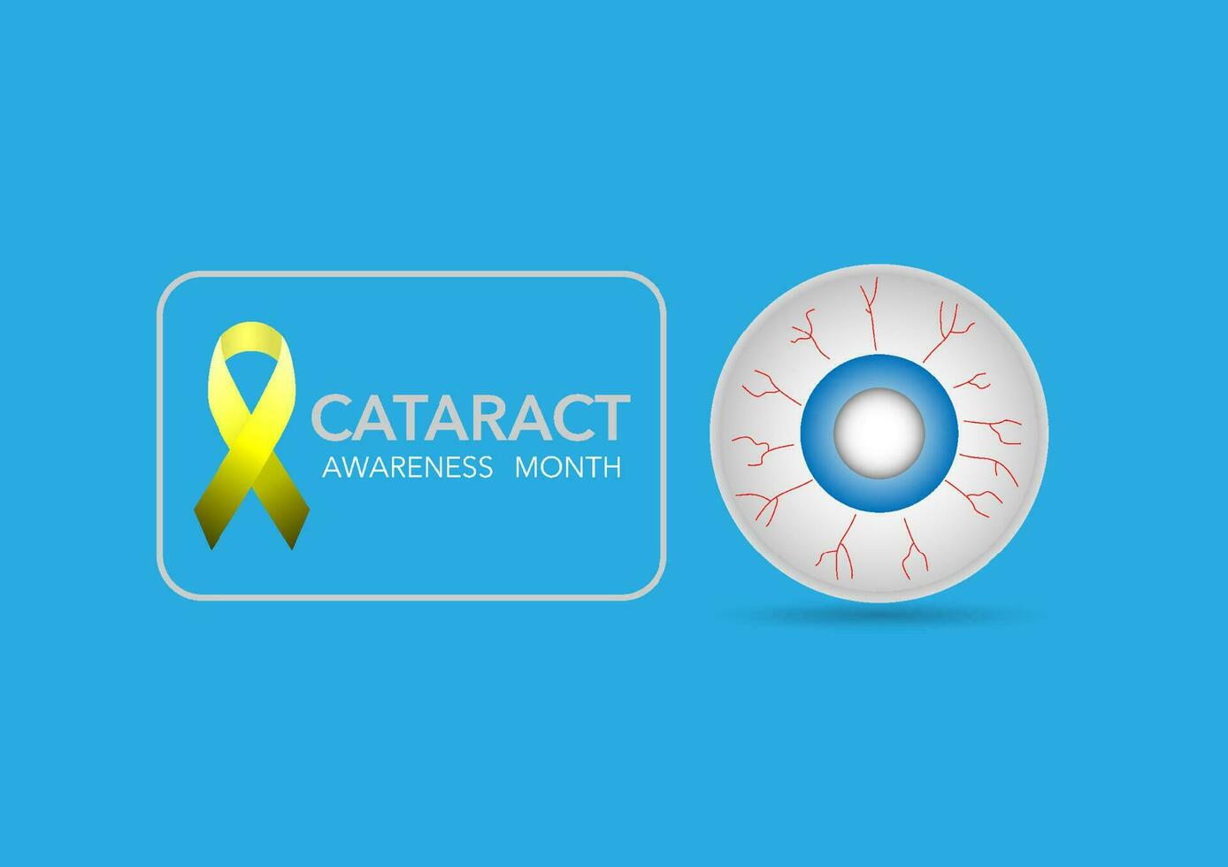 catarata consciência mês é observado cada ano dentro junho. vetor ilustração do globo ocular com nublado lente dentro catarata paciente.