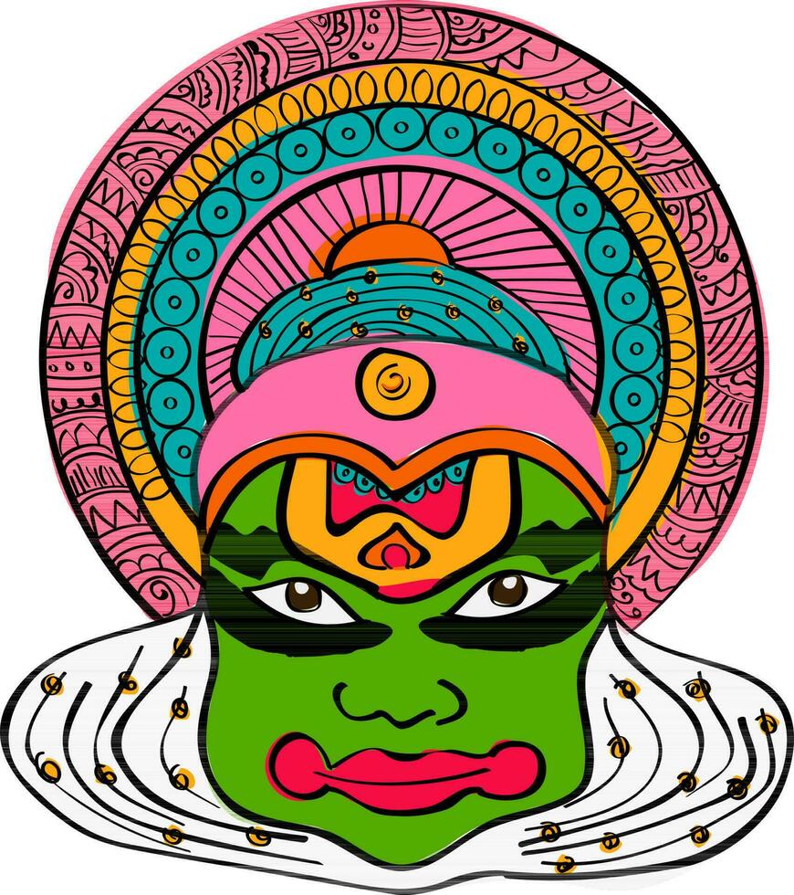 ilustração do Kathakali dançarino face. vetor