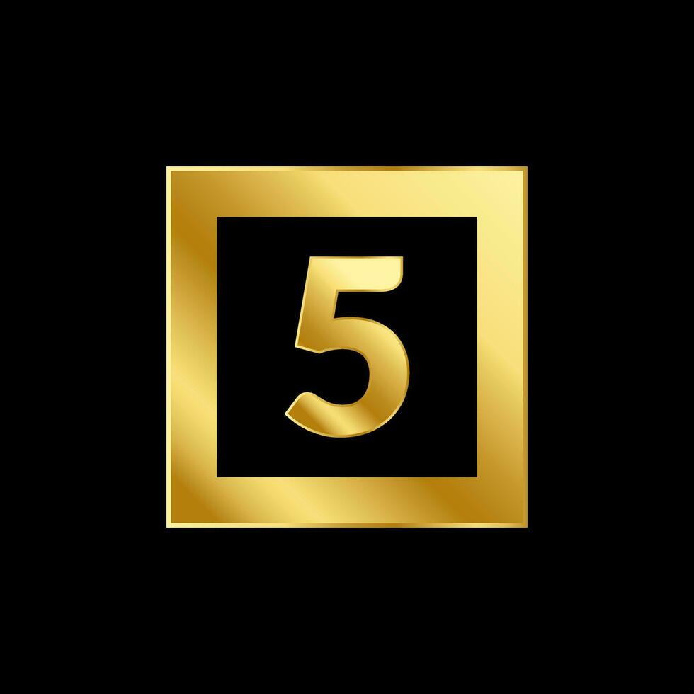 número cinco luxo estilo dourado emblema isolado vetor