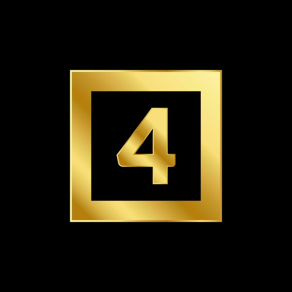 número quatro luxo estilo dourado emblema isolado vetor