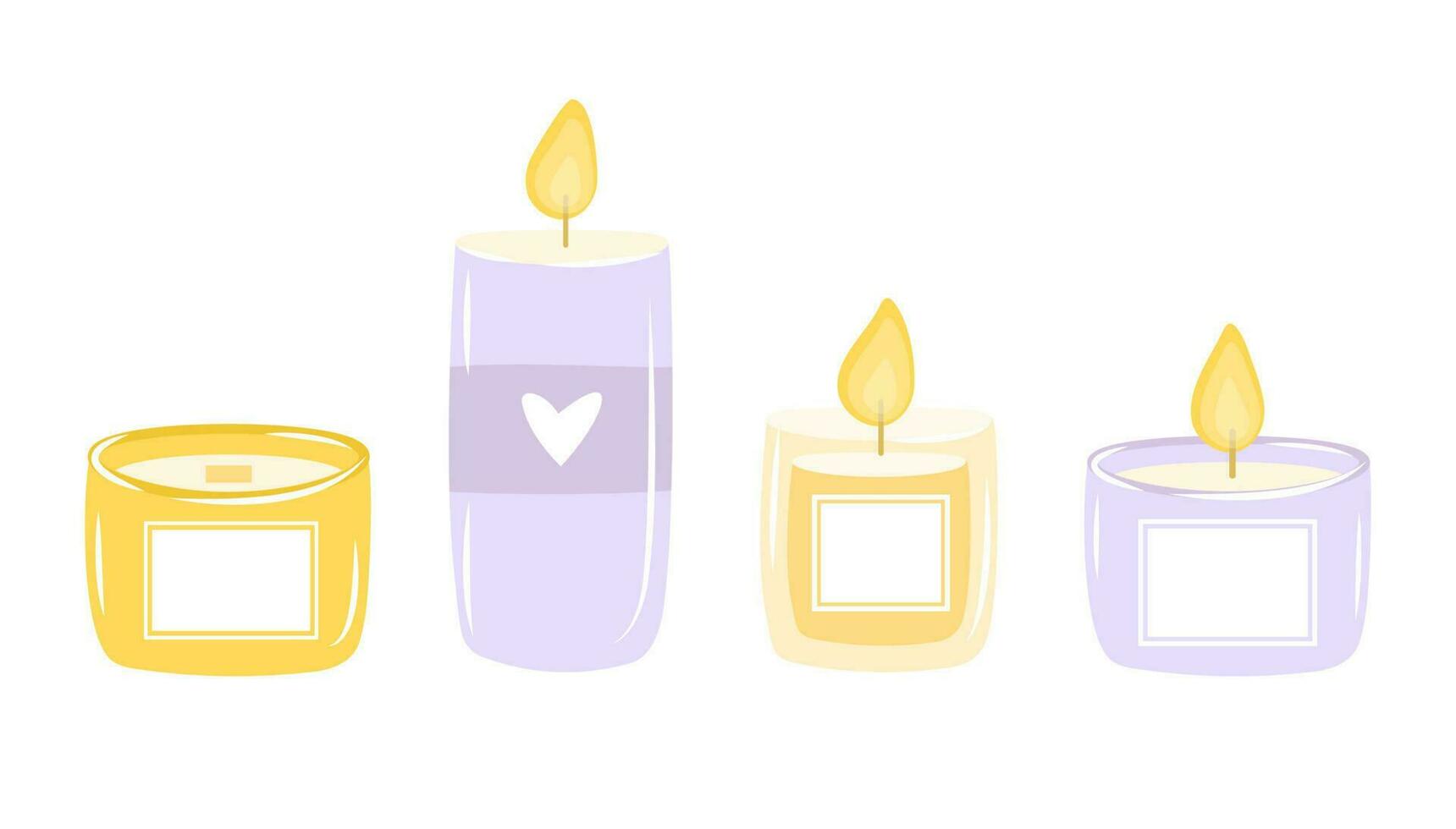 conjunto do fofa perfumado velas vetor ilustração isolado em branco fundo. conceito do hygge casa decoração, aromaterapia e relaxamento