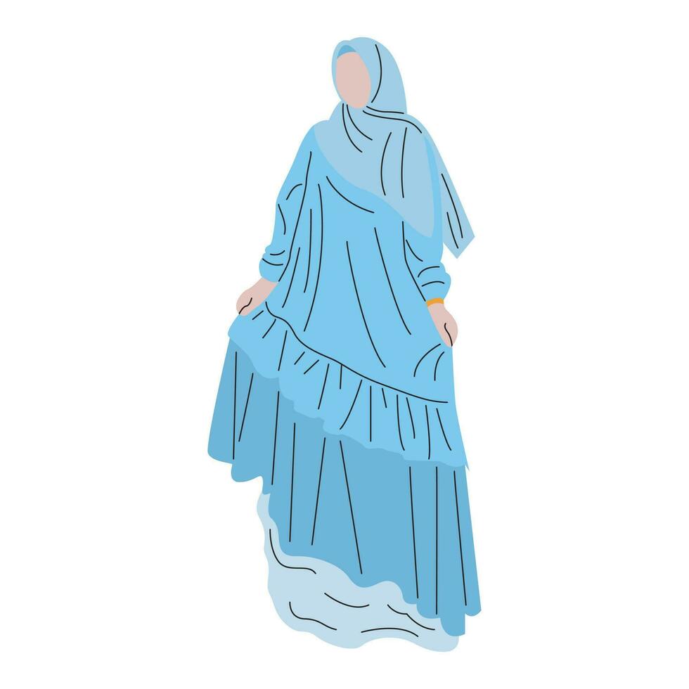 moderno muçulmano mulheres azul vestir vetor