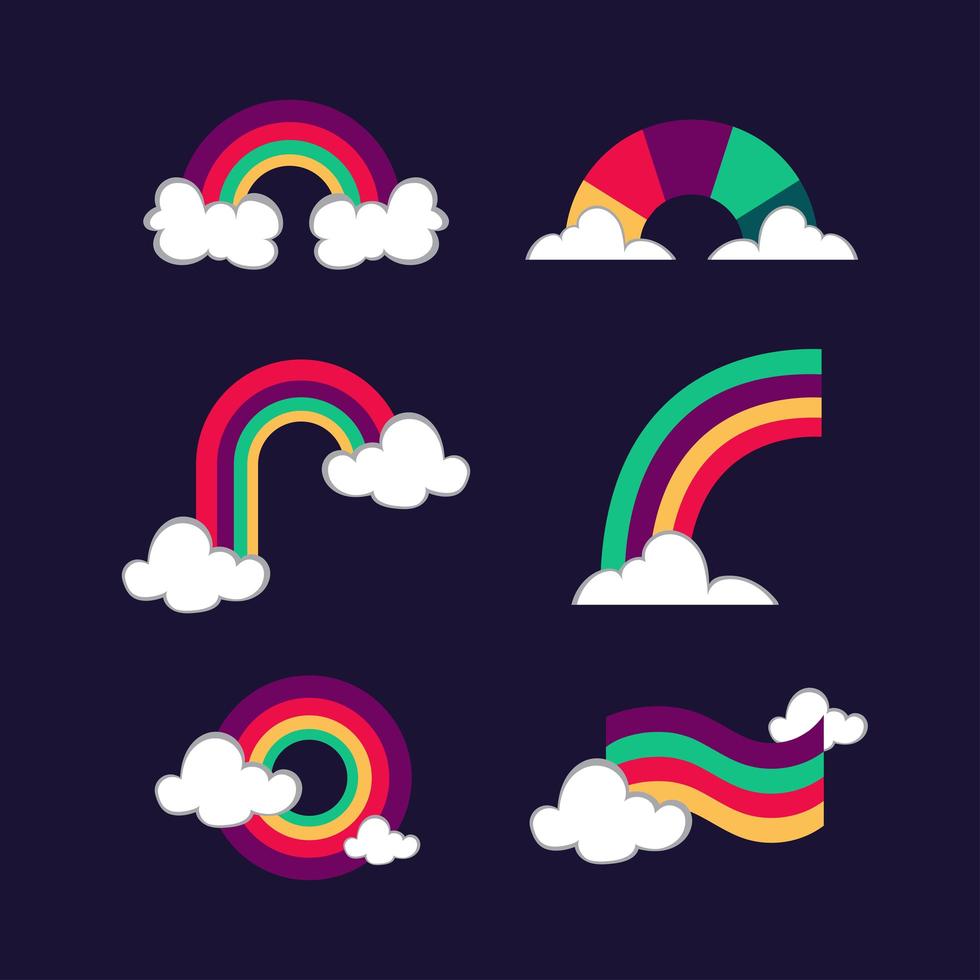 conjunto de ícones coloridos de arco-íris vetor