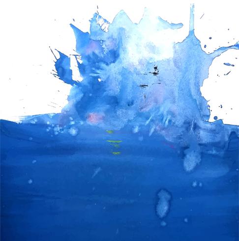 Aquarela abstrata respingo azul sobre fundo branco vetor