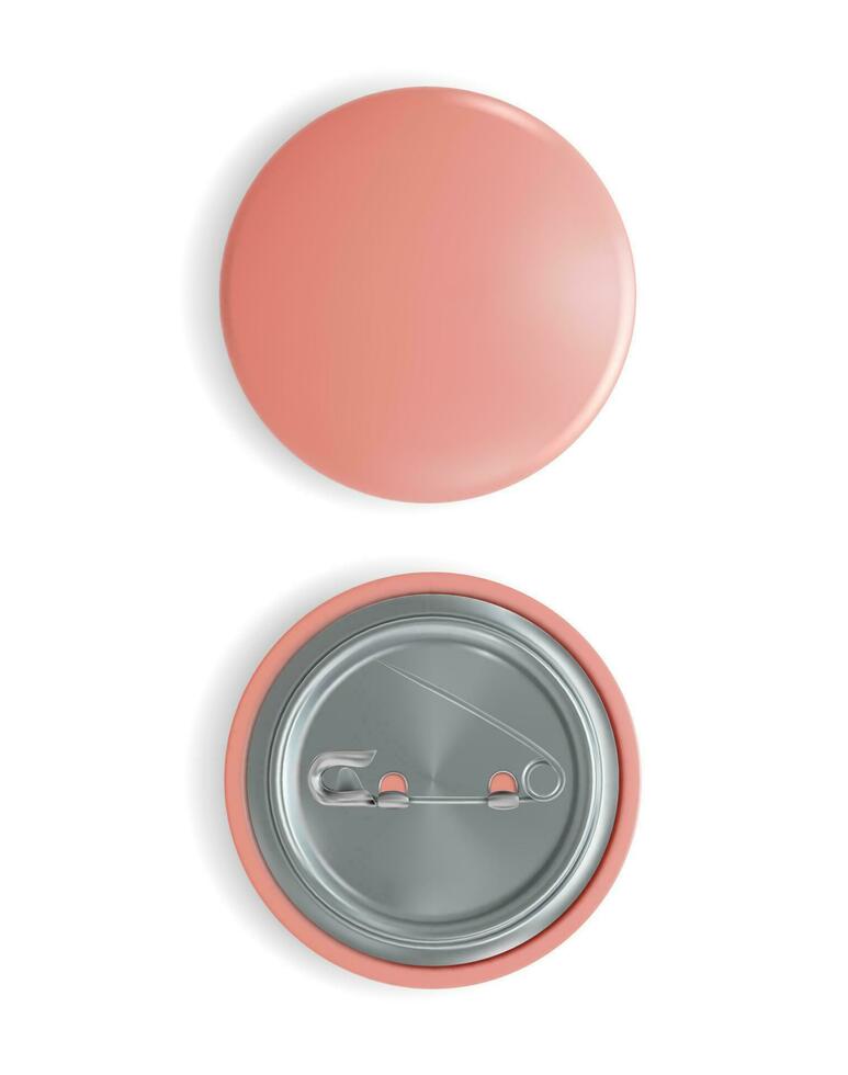 realista detalhado 3d vermelho em branco Distintivos PIN botão. vetor