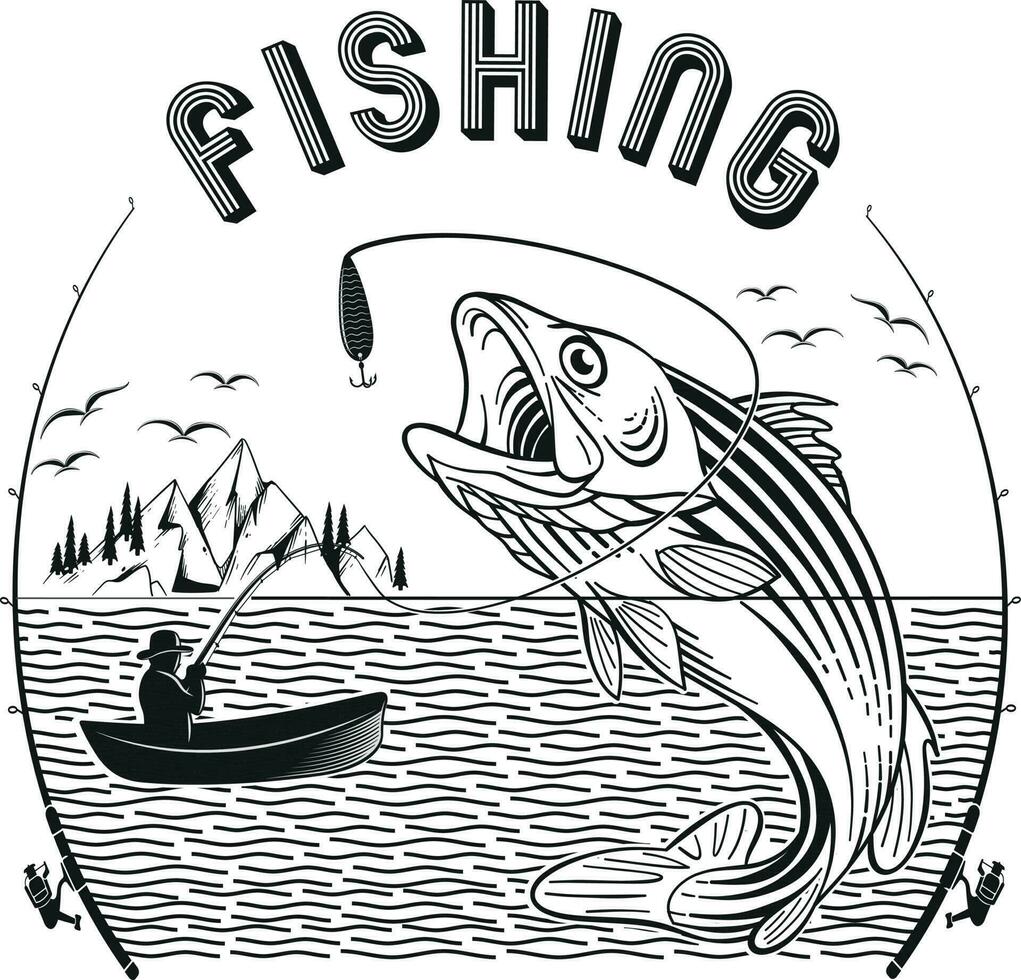 pescaria camiseta projeto, peixe amante, vetor ilustração, na moda Camisetas