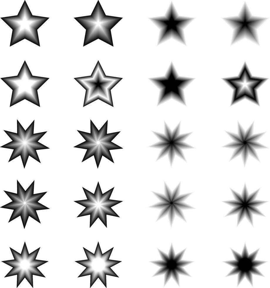 Preto e branco Estrela ícones vetor