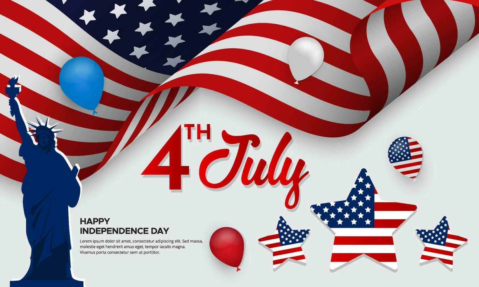 quarto do Julho americano independência dia Projeto com bandeira vetor. americano independência dia Projeto bandeira vetor