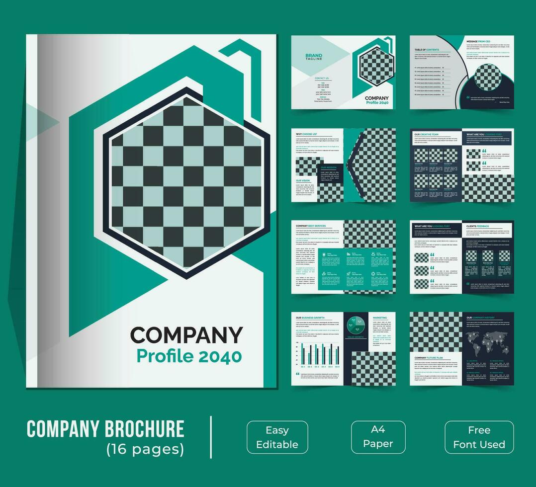 16 Páginas bifold companhia perfil modelo Projeto vetor