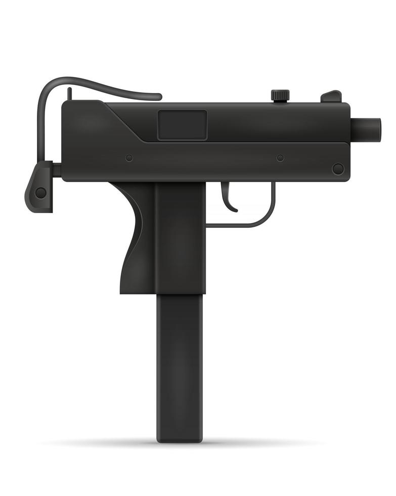 submetralhadora metralhadora mão arma ilustração vetorial de estoque isolada no fundo branco vetor