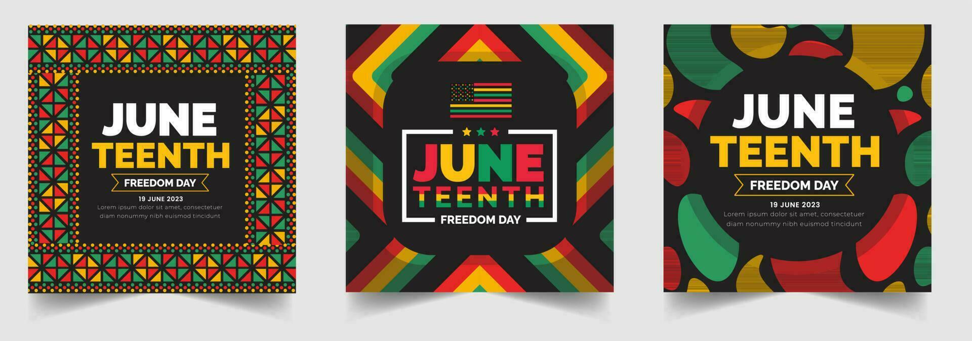 décimo primeiro liberdade dia social meios de comunicação postar bandeira, fundo, bandeira, cartão, poster com tipografia Projeto. africano americano independência dia fundo, dia do liberdade e emancipação. 19 junho. vetor