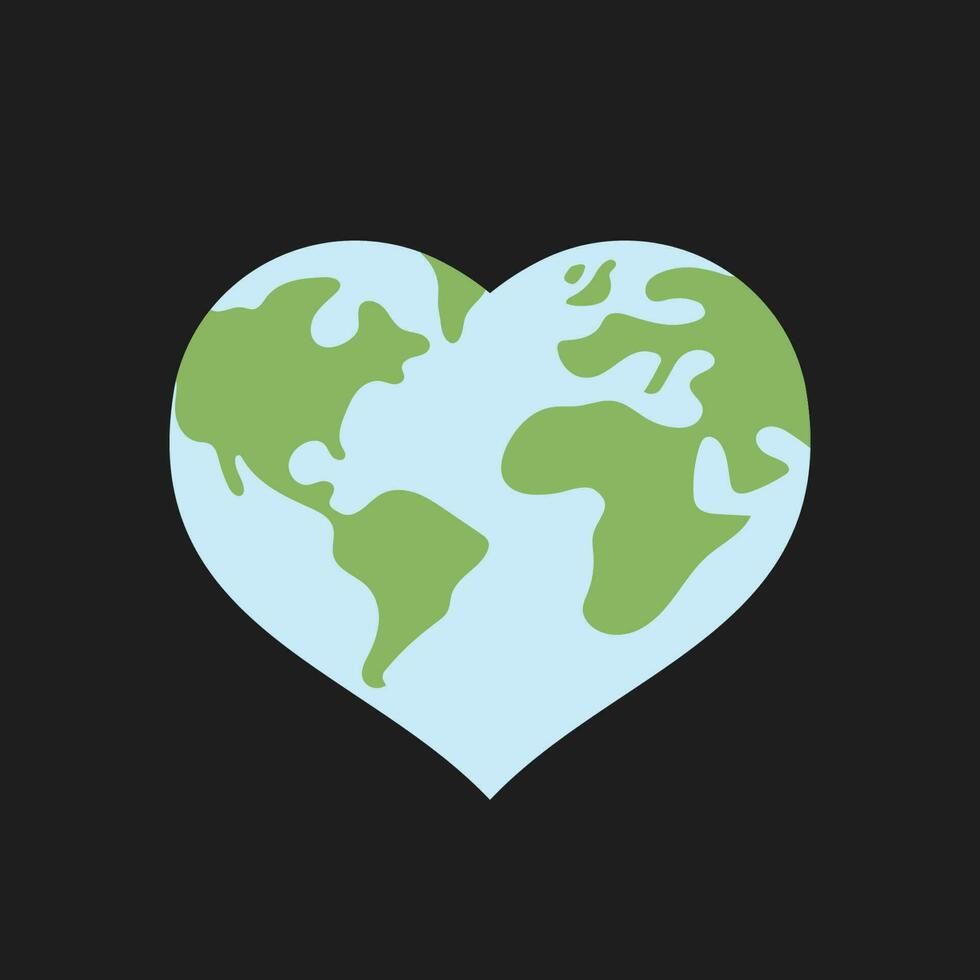 coração em forma terra. meio Ambiente Cuidado. Salve  e amor a planeta. vetor