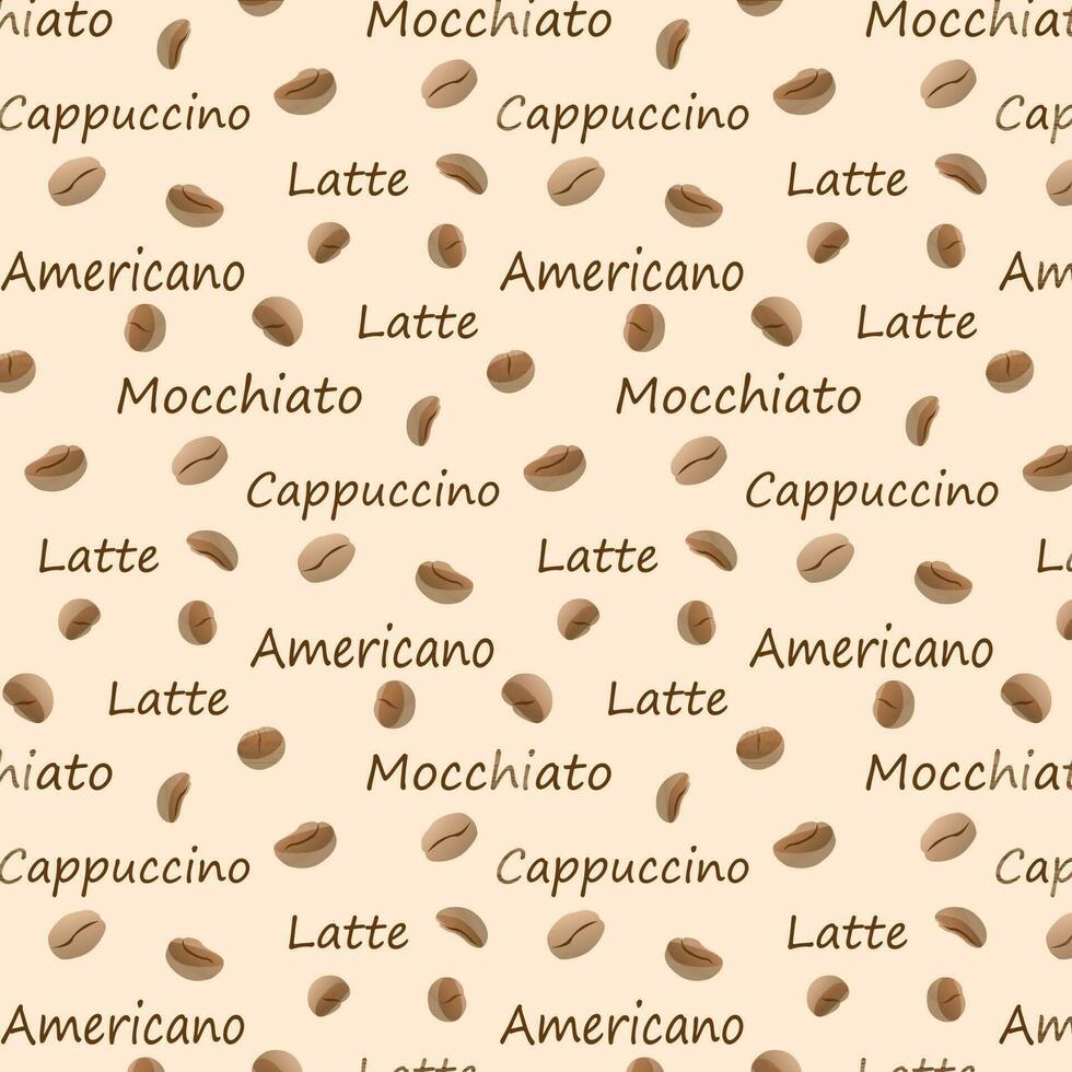 desatado padronizar texto americano, capuccino, macchiato, café com leite com café feijões. ótimo para cardápio, poster ou restaurante fundo. robusta, arábica vetor