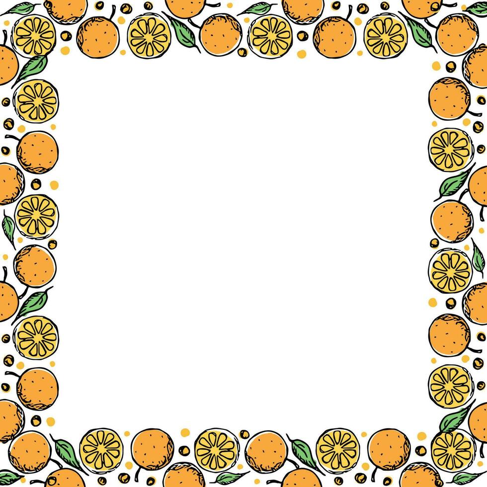 fruta quadro. laranja fundo vetor