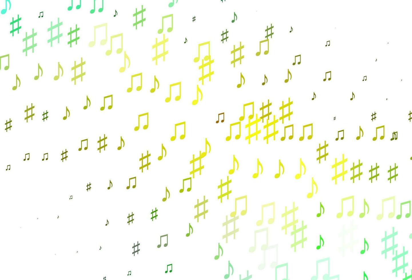textura de vetor verde e amarelo claro com notas musicais.