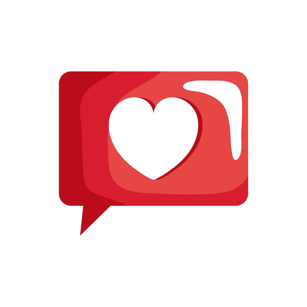 balão de fala com ícone de mídia social de coração vetor