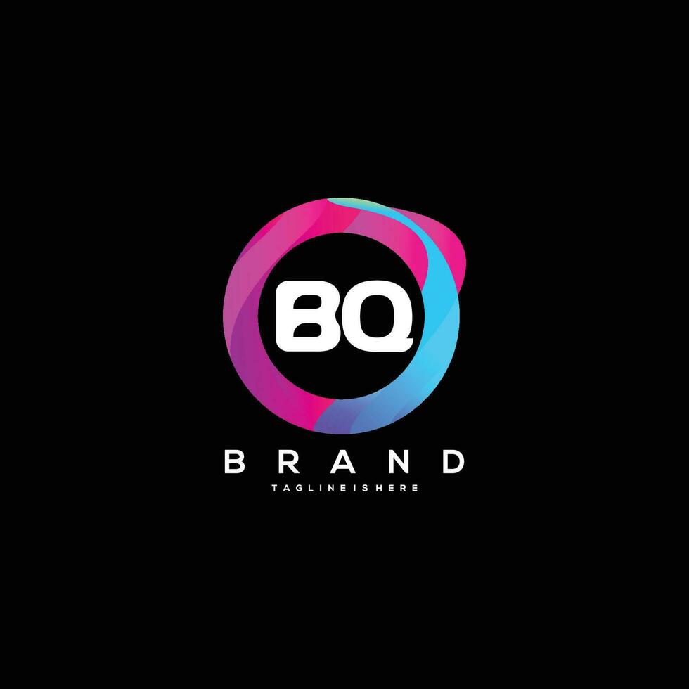 inicial carta bq logotipo Projeto com colorida estilo arte vetor