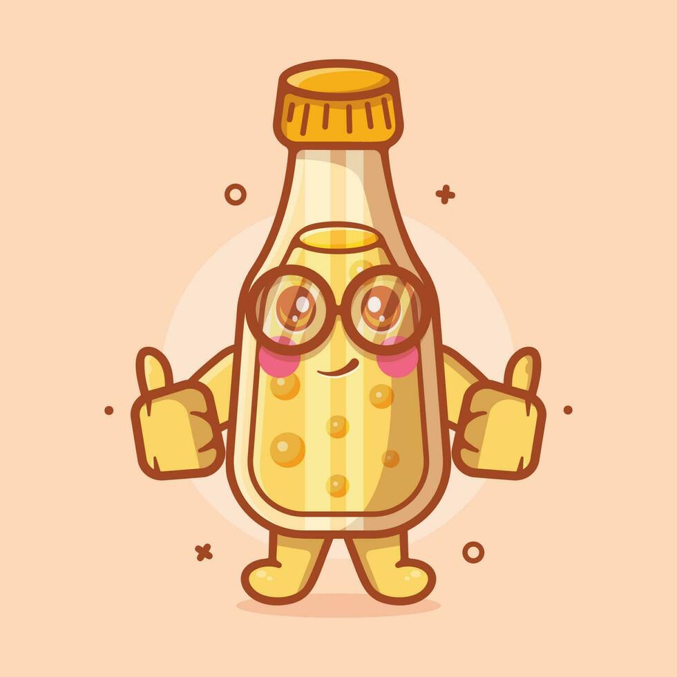 engraçado suco garrafa personagem mascote com polegar acima mão gesto isolado desenho animado dentro plano estilo Projeto vetor