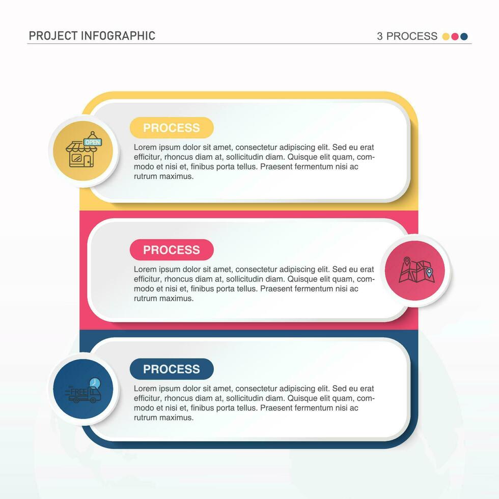 infográfico Projeto elemento e número 3 opções. vetor